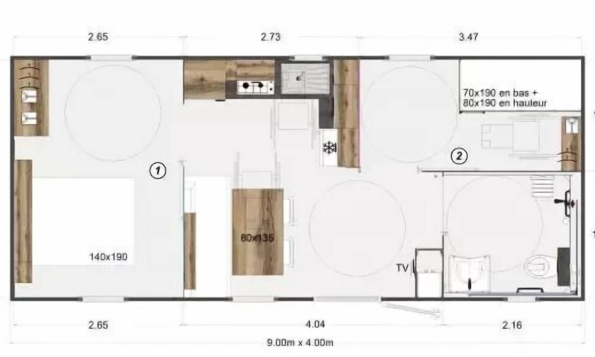 Malemort-du-Comtat House | Mobil-home PREMIUM - 33m² - 2 bedrooms + Air-conditioning (PMR accessible) 4 persons