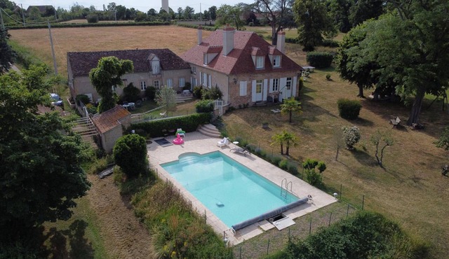 Charming House with Shared Pool, Views of Moulins, and Private Terrace