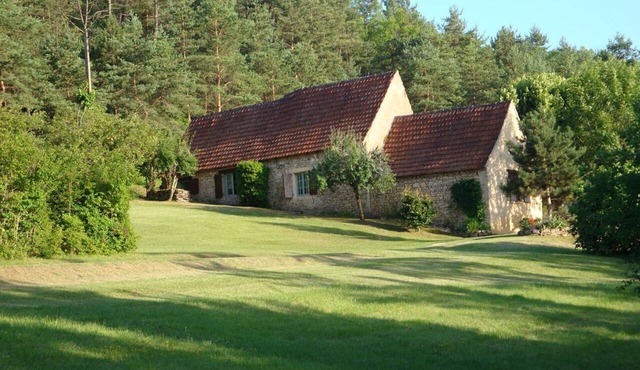 House with a large garden surrounded by nature