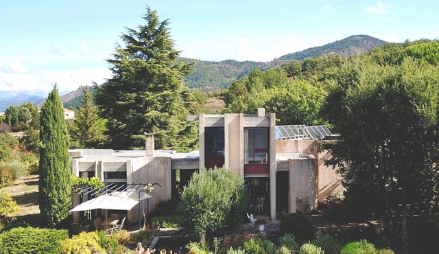 Rare Brutalist Architectural artist's retreat estate with pool, gardens, views.