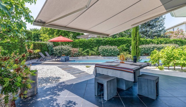 Spacious vacation home with private outdoor pool and beautiful garden area.