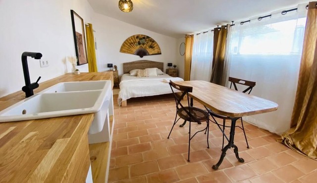 Studio Maya surrounded by nature and horses in Jouques